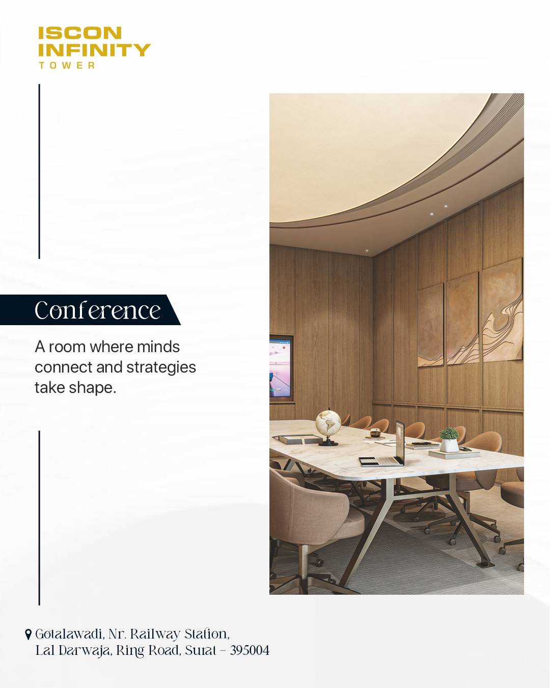 ISCON Group,  IsconInfinityTower, SuratBusiness, BusinessBrilliance, CorporateEvents, AuditoriumGoals, ConferenceHall, BusinessMeetings, BusinessNetworking, StageForSuccess, SeminarSpace, CorporateLife, IsconLife