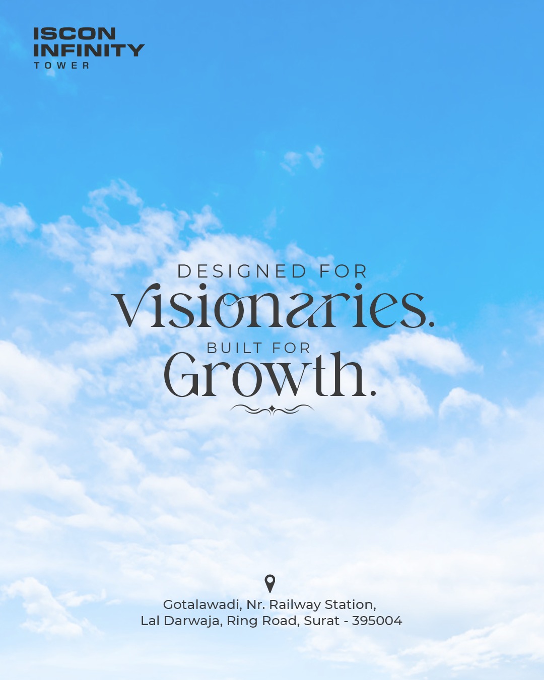ISCON Group,  BuiltToRise, IsconInfinityTower, CommercialGoals, PremiumSpaces, RetailMeetsReach, SuratBusinessHub, IsconInfinity, CommercialLandmark, AhmedabadOffices, BusinessElevated